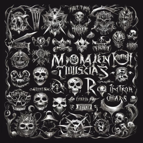 cd cover,thrash metal,day of the dead alphabet,social icons,set of icons,logos,skulls and,catalog,icon set,rodentia icons,day of the dead icons,crown icons,molasses,mosaic,patches,rock music,skulls,hathseput mortuary,hand-drawn illustration,triumph motor company,Illustration,Abstract Fantasy,Abstract Fantasy 03
