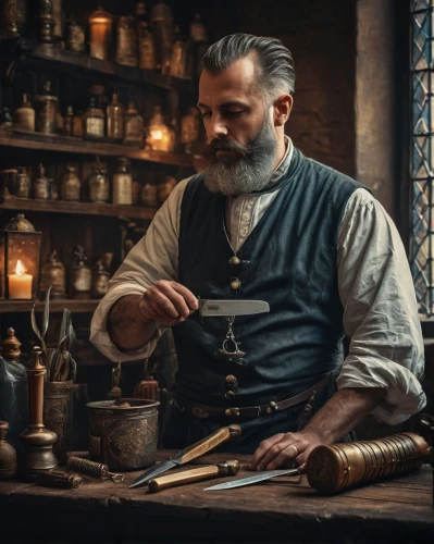 candlemaker,apothecary,blacksmith,tinsmith,merchant,watchmaker,silversmith,metalsmith,dwarf cookin,a carpenter,pipe smoking,gunsmith,woodworker,vendor,biblical narrative characters,shopkeeper,medieval hourglass,thames trader,clockmaker,luthier,Photography,General,Fantasy