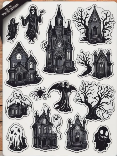 halloween icons,houses clipart,fairy tale icons,halloween paper,halloween silhouettes,clipart sticker,halloween ghosts,stickers,witch house,witch's house,decorative rubber stamp,haunted cathedral,halloween line art,set of icons,christmas stickers,haunted house,halloween illustration,animal stickers,patches,halloween borders,Unique,Design,Sticker