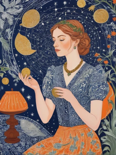 woman holding pie,woman eating apple,astronomer,kate greenaway,vintage illustration,coffee tea illustration,woman with ice-cream,art deco woman,mercury transit,virgo,constellation lyre,woman drinking coffee,horoscope libra,girl with bread-and-butter,fireflies,gold foil art,zodiac sign libra,mary-gold,harmonia macrocosmica,candlemaker,Illustration,Black and White,Black and White 15