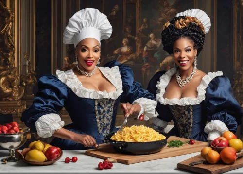 viennese cuisine,beautiful african american women,cuisine classique,paella,macaroni and cheese,cooking show,cooking book cover,food and cooking,black women,cooking plantain,celebration of witches,renaissance,mirabelles,pommes dauphine,spaetzle,spätzle,the carnival of venice,cookery,spanish rice,spanish cuisine,Art,Classical Oil Painting,Classical Oil Painting 01