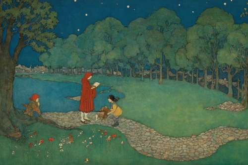 khokhloma painting,woman at the well,happy children playing in the forest,night scene,radha,girl on the river,girl lying on the grass,ramayana,children studying,indian art,girl with tree,hunting scene,janmastami,village scene,ramayan,idyll,persian poet,girl in the garden,bansuri,the descent to the lake,Illustration,Retro,Retro 17