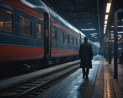 the girl at the station,london underground,the train,last train,commuter,under the moscow city,moscow,overcoat,conductor,early train,spy visual,train platform,train,man with umbrella,cinematic,train way,underground,alexanderplatz,black coat,passenger,Photography,General,Sci-Fi