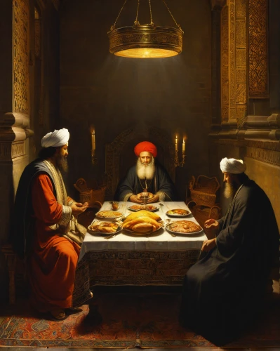 three wise men,the three wise men,candlemas,holy supper,middle-eastern meal,christ feast,middle eastern monk,zoroastrian novruz,orientalism,wise men,last supper,holy three kings,the three magi,the annunciation,three kings,iranian cuisine,jewish cuisine,adana kebabı,cookery,kosher food,Art,Classical Oil Painting,Classical Oil Painting 06