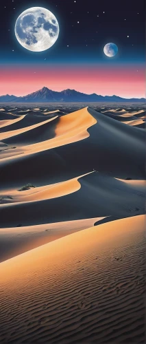 desert landscape,desert desert landscape,crescent dunes,moon valley,dune landscape,desert,desert background,libyan desert,the desert,shifting dune,capture desert,desertification,namib desert,shifting dunes,lunar landscape,dune,namib,admer dune,san dunes,arid landscape,Illustration,Japanese style,Japanese Style 09