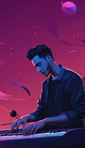 composer,pianist,vector illustration,music keys,vector art,piano,piano player,jazz pianist,electric piano,music background,concerto for piano,musician,sci fiction illustration,musical background,digital piano,dj,the piano,pianos,cg artwork,game illustration,Conceptual Art,Fantasy,Fantasy 14