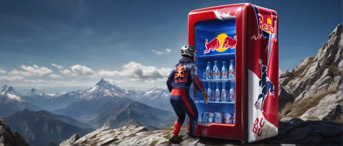 red bull,vodka red bull,soda machine,vending machine,vending machines,payphone,superman,mongolia,coke machine,super man,advertising campaigns,phone booth,men climber,mongolian,telephone booth,nepal,energy drinks,base jumping,ski mountaineering,high-altitude mountain tour,Conceptual Art,Fantasy,Fantasy 27