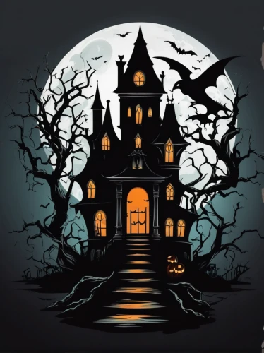 witch's house,witch house,the haunted house,halloween and horror,halloween background,haunted house,halloween illustration,halloween vector character,halloween poster,halloween scene,haunted castle,halloween travel trailer,halloween wallpaper,house silhouette,halloween border,halloween night,houses clipart,halloween,gothic style,ghost castle,Unique,Design,Logo Design
