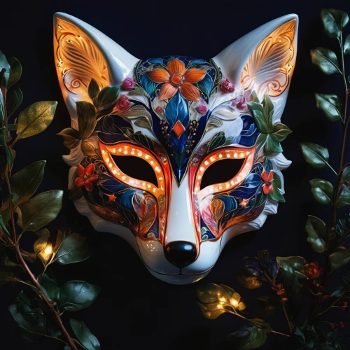 masquerade,garden-fox tail,venetian mask,flower animal,kahila garland-lily,fox and hare,paper art,foxes,masks,bengal clockvine,mask,halloween masks,a fox,kitsune,masque,masked,wreath of flowers,with the mask,anonymous mask,ffp2 mask,Photography,Artistic Photography,Artistic Photography 02