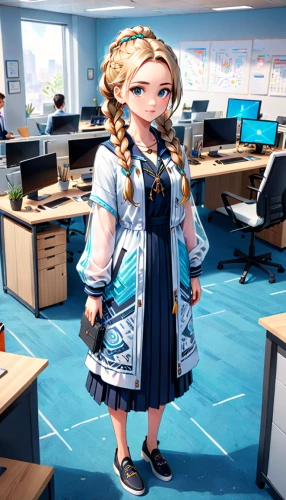 office worker,darjeeling,secretary,doll dress,kantai collection sailor,blur office background,tsumugi kotobuki k-on,librarian,administrator,receptionist,babushka doll,night administrator,office ruler,belarus byn,dress doll,school uniform,cloth doll,3d render,3d model,anime japanese clothing,Anime,Anime,General