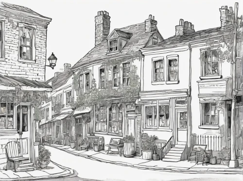 old houses,townhouses,houses clipart,row houses,wooden houses,row of houses,shaftesbury,half-timbered houses,victorian,townscape,lavenham,old town,whitby,street scene,york,swanage,old buildings,victorian style,old street,old linden alley,Illustration,Retro,Retro 22