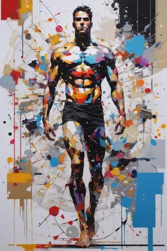 runner,vitruvian man,cmyk,muhammad ali,wrestler,the vitruvian man,berger picard,standing man,athlete,body building,superman,art painting,rugby player,advertising figure,handball player,body-building,swimmer,italian painter,bodybuilder,colourful pencils,Conceptual Art,Oil color,Oil Color 07