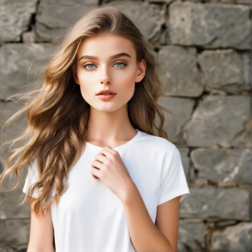 girl in t-shirt,pretty young woman,beautiful young woman,model beauty,female model,girl on a white background,cotton top,white shirt,liberty cotton,romantic look,natural color,natural cosmetic,neutral color,young woman,female beauty,pale,young model,virginia rose,elegant,shoulder length