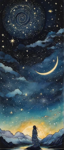 starry sky,starry night,the night sky,the moon and the stars,stargazing,night stars,constellations,night sky,astronomer,moon and star background,the stars,stars and moon,astronomy,starscape,celestial bodies,constellation,astronomers,nightsky,constellation wolf,starfield,Illustration,Japanese style,Japanese Style 18