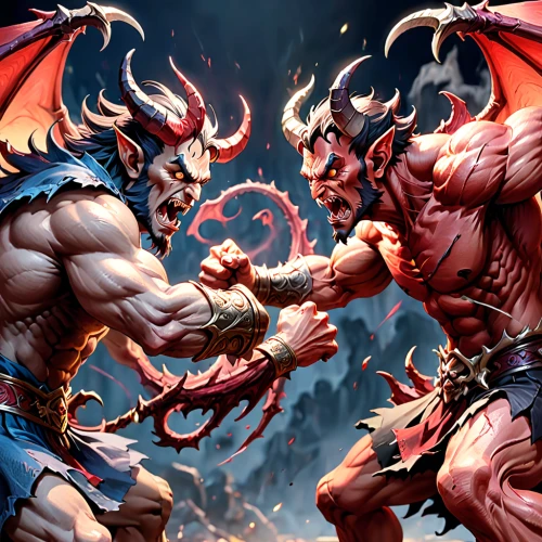 angel and devil,game illustration,confrontation,diablo,massively multiplayer online role-playing game,heaven and hell,devils,collectible card game,battle,fire devil,daemon,splitting maul,devil,dragon fire,minotaur,fight,nine-tailed,duel,competition event,surival games 2,Anime,Anime,General