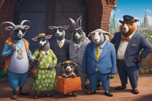 caper family,anthropomorphized animals,villagers,animal film,cow-goat family,seven citizens of the country,rabbit family,kangaroo mob,barnyard,herring family,ccc animals,the dawn family,madagascar,rabbits and hares,animal company,herd of goats,whimsical animals,rabbits,llamas,goatherd,Illustration,Children,Children 03