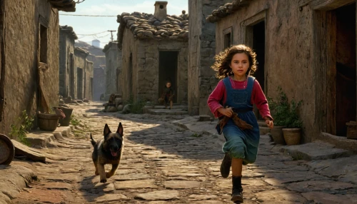 girl with dog,boy and dog,little boy and girl,little girl in wind,girl walking away,little girl running,little girls walking,girl and boy outdoor,vintage boy and girl,village life,russo-european laika,laika,east-european shepherd,girl with bread-and-butter,little girl with balloons,kathmandu,street scene,the little girl,mowgli,girl in a historic way,Illustration,Realistic Fantasy,Realistic Fantasy 22