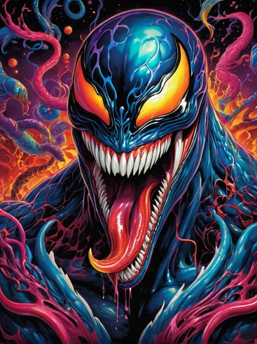 venom,venomous,thunder snake,cobra,predator,destroy,spawn,psychedelic art,devil's tongue,seismic,neon body painting,kali,wallpapers,sea devil,scream,venomous snake,acid,devil,blue snake,psychosis,Illustration,Realistic Fantasy,Realistic Fantasy 39