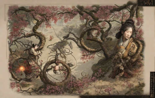 tapestry,chinese art,yi sun sin,oriental painting,amano,japanese art,floral and bird frame,hunting scene,mulan,capricorn mother and child,白斩鸡,girl in a wreath,shirakami-sanchi,taiwanese opera,stage curtain,chinese screen,luo han guo,shuanghuan noble,japanese floral background,theater curtain,Game Scene Design,Game Scene Design,Japanese Martial Arts