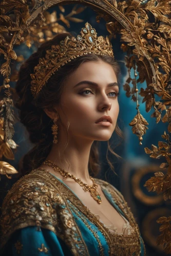 golden crown,angelica,fantasy portrait,gold crown,queen anne,cinderella,crown render,mary-gold,diadem,celtic queen,the crown,queen crown,golden wreath,fantasy art,gold foil crown,mystical portrait of a girl,royal crown,crowned,cepora judith,artemisia,Photography,General,Fantasy