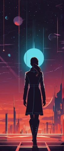 wanderer,cosmos,sci fiction illustration,the wanderer,scifi,futuristic,cg artwork,futuristic landscape,sentinel,gas planet,astral traveler,vast,man silhouette,dusk background,cyberpunk,sci - fi,sci-fi,would a background,traveler,astronomer,Illustration,Vector,Vector 01