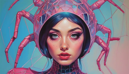 pink octopus,symbiotic,arachnid,crab 1,scorpio,arachnophobia,crab 2,sci fiction illustration,tentacles,deep sea,fantasy portrait,vector girl,cnidarian,crayfish,diving bell,head woman,mantis,crustacean,cyber,tarantula,Conceptual Art,Daily,Daily 15