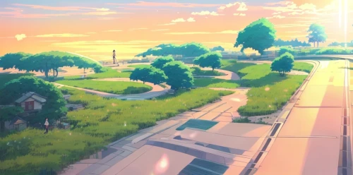 violet evergarden,road,sakura background,yamada's rice fields,scenery,track,landscape background,roads,dusk background,highway,the road,overpass,cartoon video game background,japan landscape,background images,atmosphere,japanese sakura background,summer evening,french digital background,city highway,Common,Common,Japanese Manga