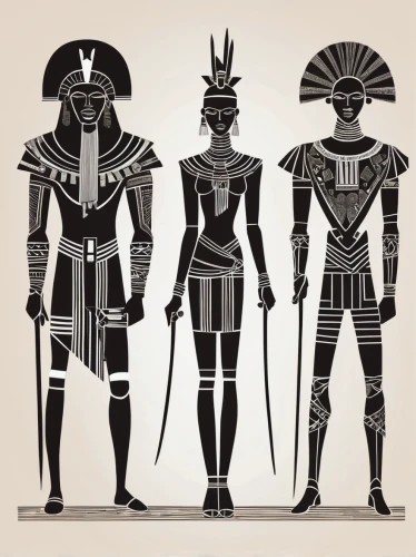 pharaohs,pharaonic,three kings,ancient egyptian,ancient egypt,mummies,tutankhamen,ancient people,horus,the three magi,biblical narrative characters,hieroglyph,holy three kings,egyptology,hieroglyphs,ancient parade,tutankhamun,king tut,ancient costume,tribal arrows,Illustration,Black and White,Black and White 32