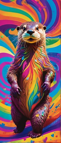 slothbear,color rat,psychedelic art,pygmy sloth,rainbow pencil background,hedgehog,rainbow background,left hand bear,otter,rainbow rabbit,lsd,beaver,otters,sloth,gopher,acid,digiart,bear kamchatka,koala,colorful background,Conceptual Art,Oil color,Oil Color 23