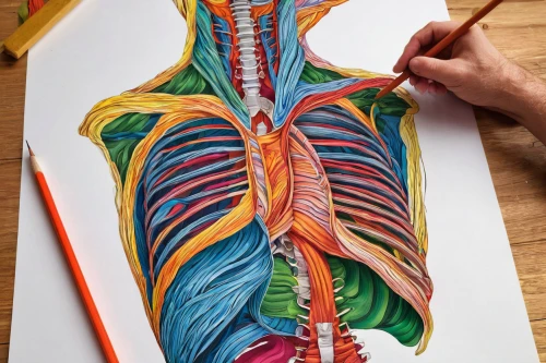 medical illustration,colourful pencils,anatomical,human body anatomy,colored pencils,coloured pencils,rib cage,color pencils,muscular system,human anatomy,colour pencils,watercolor pencils,ribcage,color pencil,anatomy,colored pencil,human internal organ,coloring outline,rmuscles,coloring for adults,Art,Classical Oil Painting,Classical Oil Painting 24