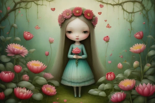 girl in flowers,little girl fairy,flower fairy,flower girl,rosa 'the fairy,girl picking flowers,girl in the garden,flower painting,rosa ' the fairy,faery,garden fairy,eglantine,forest anemone,flower garden,coral bells,springtime background,fairy tale character,elven flower,wonderland,beautiful girl with flowers,Illustration,Abstract Fantasy,Abstract Fantasy 06