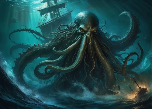 giant squid,kraken,deep sea nautilus,deep sea,tentacles,cephalopod,undersea,octopus,god of the sea,cuthulu,cephalopods,maelstrom,sea fantasy,octopus tentacles,nautilus,sea monsters,tentacle,calamari,under sea,deep sea diving,Conceptual Art,Fantasy,Fantasy 13