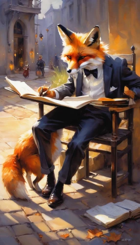 foxes,fox,a fox,tutor,fox and hare,fox hunting,cute fox,child fox,adorable fox,redfox,reading,little fox,fox stacked animals,garden-fox tail,relaxing reading,business meeting,businessman,chatting,paperwork,serenade,Conceptual Art,Oil color,Oil Color 03