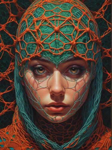 veil,medusa,hex,fantasy portrait,sci fiction illustration,head woman,woven,symbiotic,digital illustration,intricate,digital art,echo,thorns,digital artwork,coral,chainlink,filigree,dune,digital painting,fantasy art,Conceptual Art,Daily,Daily 25