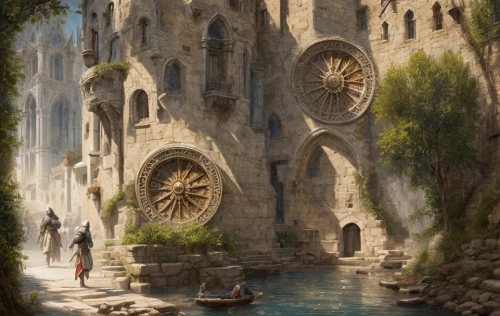 ancient city,citadel,constantinople,oasis,imperial shores,fantasy landscape,water castle,alhambra,venetian,ruin,damascus,ruins,medieval,genesis land in jerusalem,kadala,mountain settlement,jerusalem,medina,the ruins of the,guards of the canyon,Game Scene Design,Game Scene Design,Renaissance