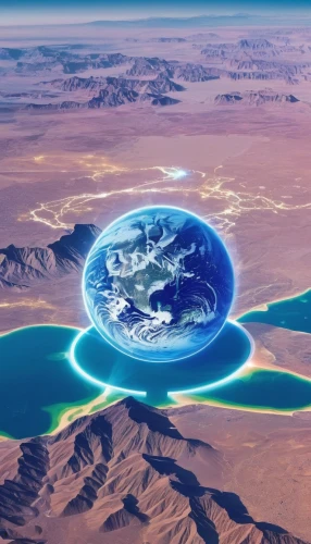 the third largest salt lake in the world,ice planet,blue planet,planet earth view,alien planet,futuristic landscape,planet eart,great salt lake,artificial islands,planet earth,floating island,solar cell base,earth in focus,northrop grumman,water resources,area 51,cyberspace,planet,the earth,desert planet,Conceptual Art,Sci-Fi,Sci-Fi 04