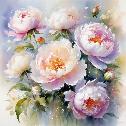 peonies,peony,pink peony,peony bouquet,camellias,watercolor roses,peony pink,chinese peony,flower painting,garden roses,camelliers,peony frame,flowers png,noble roses,blooming roses,common peony,esperance roses,rose flower illustration,watercolor floral background,watercolor roses and basket,Conceptual Art,Oil color,Oil Color 03