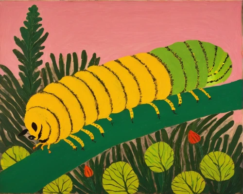 maguey worm,caterpillar,trilobite,saba banana,khokhloma painting,sonoran,centipede,caterpillars,swallowtail caterpillar,cutworms,fouquieria,larva,banana flower,banana leaf,cycad,noorderleech,jungle leaf,larvae,pitahaja,ferns,Art,Artistic Painting,Artistic Painting 09