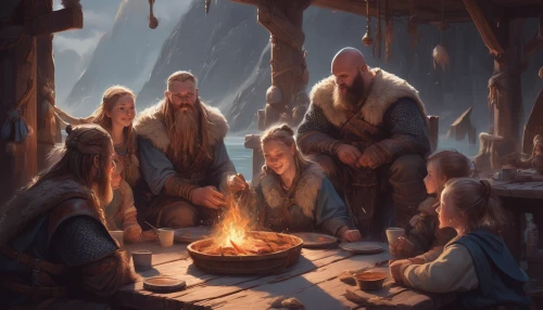 dwarf cookin,dwarves,vikings,germanic tribes,nordic christmas,holy supper,tavern,dwarfs,blacksmith,gnomes at table,wise men,fourth advent,last supper,nomads,hobbit,monks,candlemaker,christ feast,candlemas,elves,Conceptual Art,Fantasy,Fantasy 01