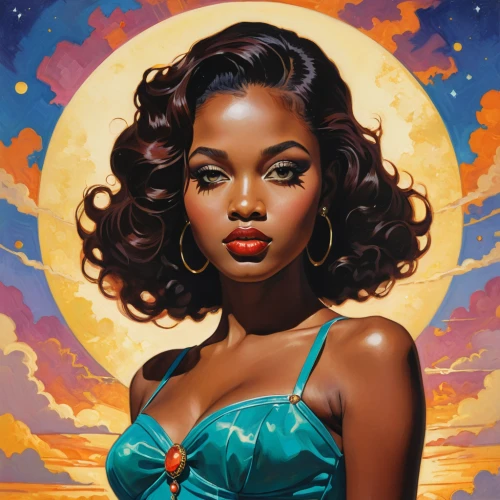 african american woman,black woman,afro american girls,vintage art,beautiful african american women,afro-american,west indian jasmine,black women,afro american,retro pin up girl,retro women,pin ups,cool pop art,venus,retro woman,modern pop art,oil painting on canvas,pin up,rosa ' amber cover,pin up girl,Conceptual Art,Fantasy,Fantasy 07