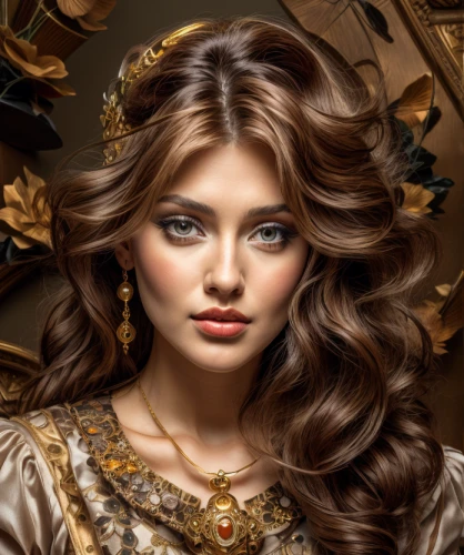 gold filigree,thracian,gold foil crown,persian,miss circassian,retouching,romantic portrait,gold lacquer,gold jewelry,east indian,golden crown,retouch,gold crown,fantasy portrait,gypsy hair,portrait background,radha,beauty salon,gold ornaments,filigree