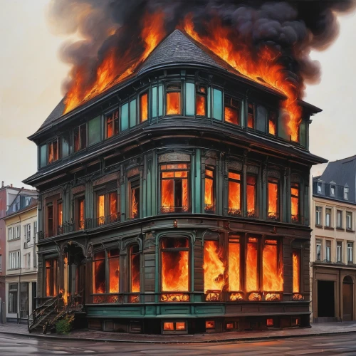 burning house,city in flames,sweden fire,the house is on fire,burned down,the conflagration,house fire,fire disaster,fire ladder,conflagration,fire safety,fire damage,fire background,feuerloeschuebung,hamburg,fire-fighting,arson,crispy house,fire artist,burn down,Art,Artistic Painting,Artistic Painting 34