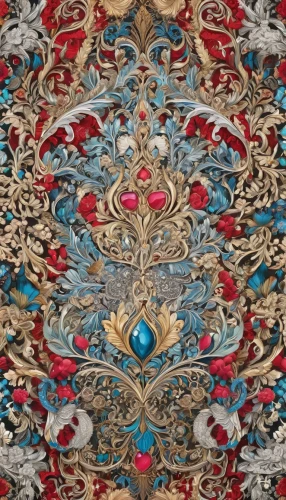 tapestry,kimono fabric,rug,fabric design,carpet,ottoman,patterned wood decoration,textile,traditional pattern,floral ornament,paisley digital background,damask paper,woven fabric,baroque,red blue wallpaper,floral pattern,a curtain,motifs of blue stars,theater curtain,antique background,Illustration,Black and White,Black and White 03