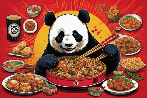 chinese panda,chinese cuisine,hong kong cuisine,panda,chop sticks,asian cuisine,asian food,korean chinese cuisine,singaporean cuisine,chinese food,taiwanese cuisine,indian chinese cuisine,pandas,eastern food,chinese restaurant,panda bear,shanghai food,huaiyang cuisine,chinese strahlengriffel,pandabear,Illustration,American Style,American Style 10