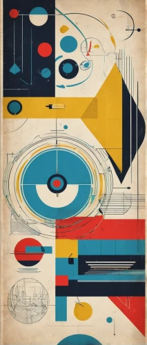 matruschka,abstract retro,atomic age,saucer,mid century modern,mid century,abstract shapes,klaus rinke's time field,mondrian,euclid,sheet drawing,graphisms,fifties records,60s,playmat,art deco,pioneer 10,spacecraft,1965,music sheets,Art,Artistic Painting,Artistic Painting 43