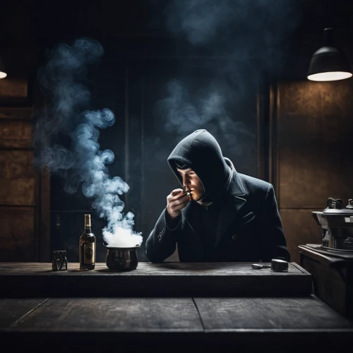 smoking man,hooded man,anonymous,dark mood food,robber,ingestion of unauthorized substances,pipe smoking,mafia,candlemaker,anonymous hacker,man holding gun and light,play escape game live and win,intoxicant,conceptual photography,investigator,the local administration of mastery,drug rehabilitation,an anonymous,spy visual,illicit drug use,Photography,Documentary Photography,Documentary Photography 19