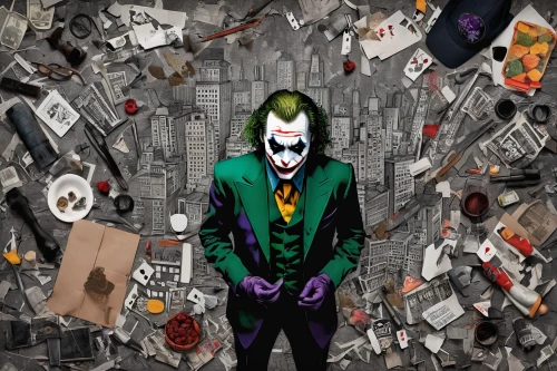 joker,jigsaw,trash land,superhero background,saw,the collector,the consignment,spawn,trash dump,jigsaw puzzle,landfill,madhouse,villain,supervillain,comic book,anonymous,waste collector,without the mask,clutter,ledger,Unique,Design,Knolling