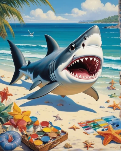 great white shark,shark,requiem shark,sharks,jaws,bull shark,cartoon video game background,bronze hammerhead shark,sand tiger shark,tiger shark,beach background,jigsaw puzzle,sea foods,sea animal,children's background,beach defence,shark fin soup,sea animals,hammerhead,background images,Illustration,Retro,Retro 18