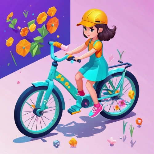 floral bike,woman bicycle,bicycle,cycling,girl with a wheel,bike colors,bicycling,bike,biking,cyclist,donut illustration,kids illustration,party bike,cycle ball,vector illustration,stationary bicycle,racing bicycle,bycicle,game illustration,cycle sport,Unique,3D,Isometric