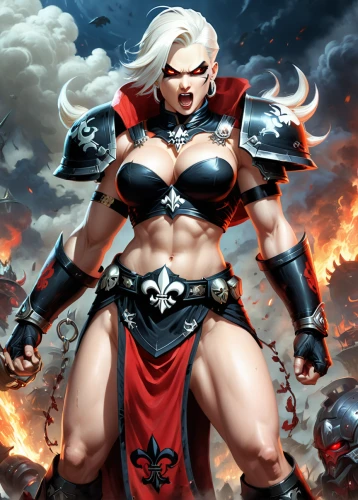 female warrior,hard woman,god of thunder,massively multiplayer online role-playing game,tiber riven,fantasy woman,strong woman,muscle woman,warrior woman,shaper,evil woman,super heroine,heroic fantasy,strong women,dark elf,he-man,gear shaper,harley,fantasy warrior,ronda,Illustration,Realistic Fantasy,Realistic Fantasy 01
